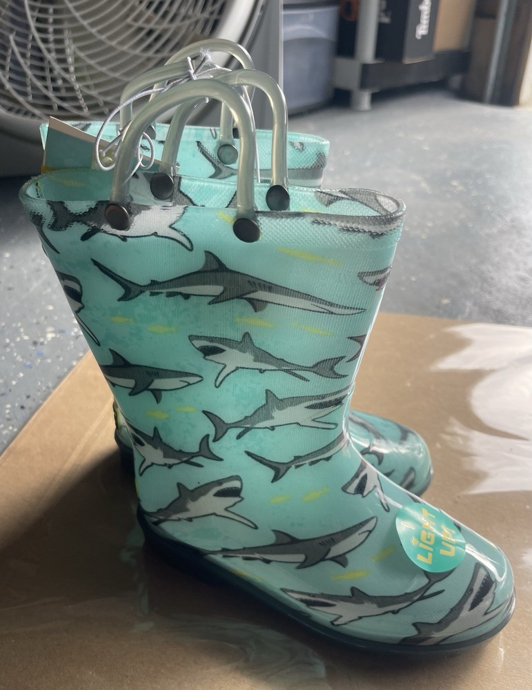 Shark Light Up Boots Sz 12 PVC Kids