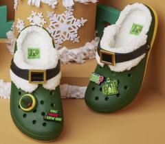 New Buddy The Elf CROCS Classic Clogs Green Big Kids 3 J3 Fur-Lined w/Jibbitz