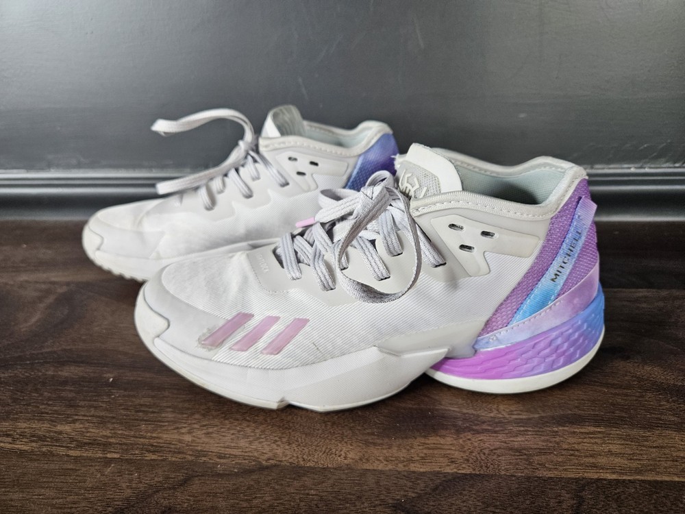 Size 3 Adidas D.O.N. Issue #4 Dream It Youth White Pink Purple Basketball Shoes