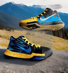 NIKE KYRIE 3 “WHAT THE” DARK-GREY/BLUE/YELLOW (GRADE SCHOOL) BIG KIDS SIZE 5Y