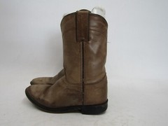 Justin Little Kids Youth Size 10.5 D Brown Leather Cowboy Western Roper Boots