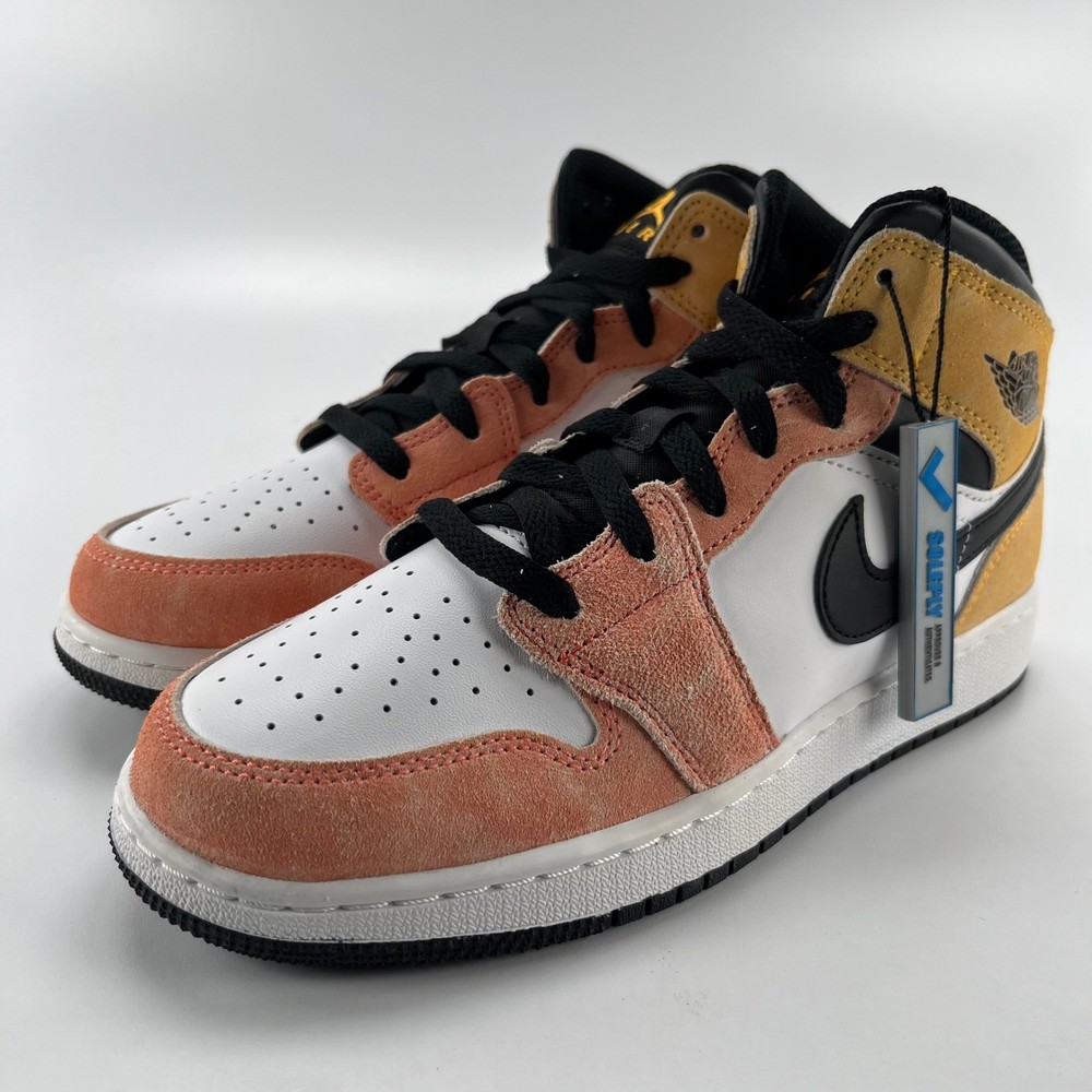 Jordan 1 Mid SE Flight Club GS Magic Ember Sundial White DX4365-800 Size 6.5Y