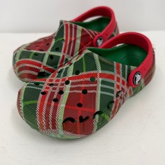 Crocs Kids Christmas Plaid C12 Clogs Red Green Holiday Slip On Shoes