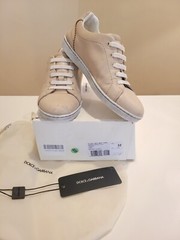 Dolce & Gabbana beige leather logo trainers size 32EUR/kids‘ 1US