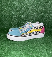 Vans Old Skool Checkerboard Kids Size 3 Multicolored Skate Shoe Casual Sneakers