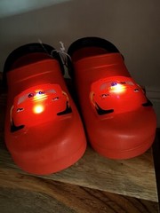 Cars Lightning McQueen Light Up Toddler Kids Pool Sling Back Crocs Sandals 11-12