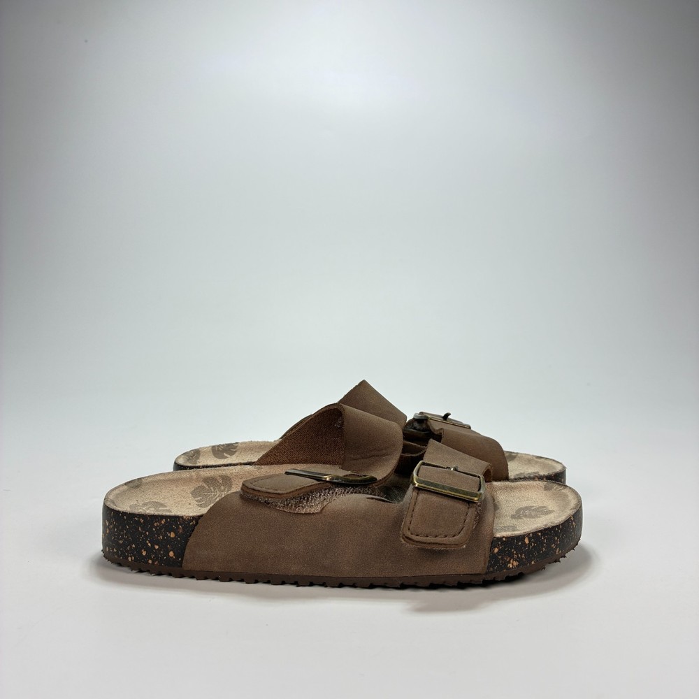 Wonder Nation Brown Comfort Slip On Double Buckle Footbed Sandals Kid’s Size 12