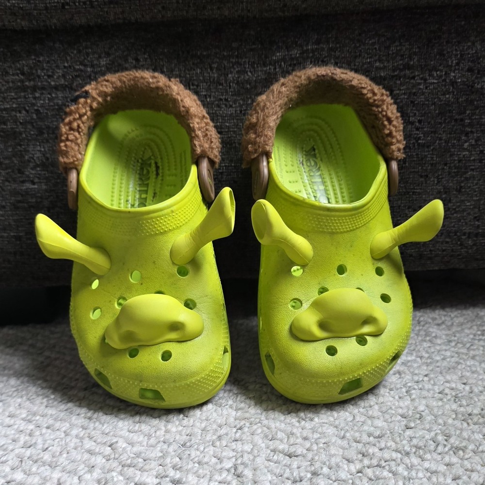 Crocs x Dream Works Shrek Clogs Lime Green Ears Youth 3 Or Women’s 5