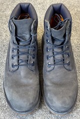 Timberland Leather Boots Boys Size 6 Blue Nubuck Classic Lace-Up 3793A