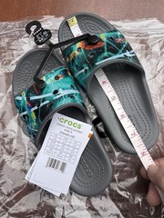 Classic Crocs Printed Slides K Size C12 Open Toe Slip-On Sandals Boys Girls