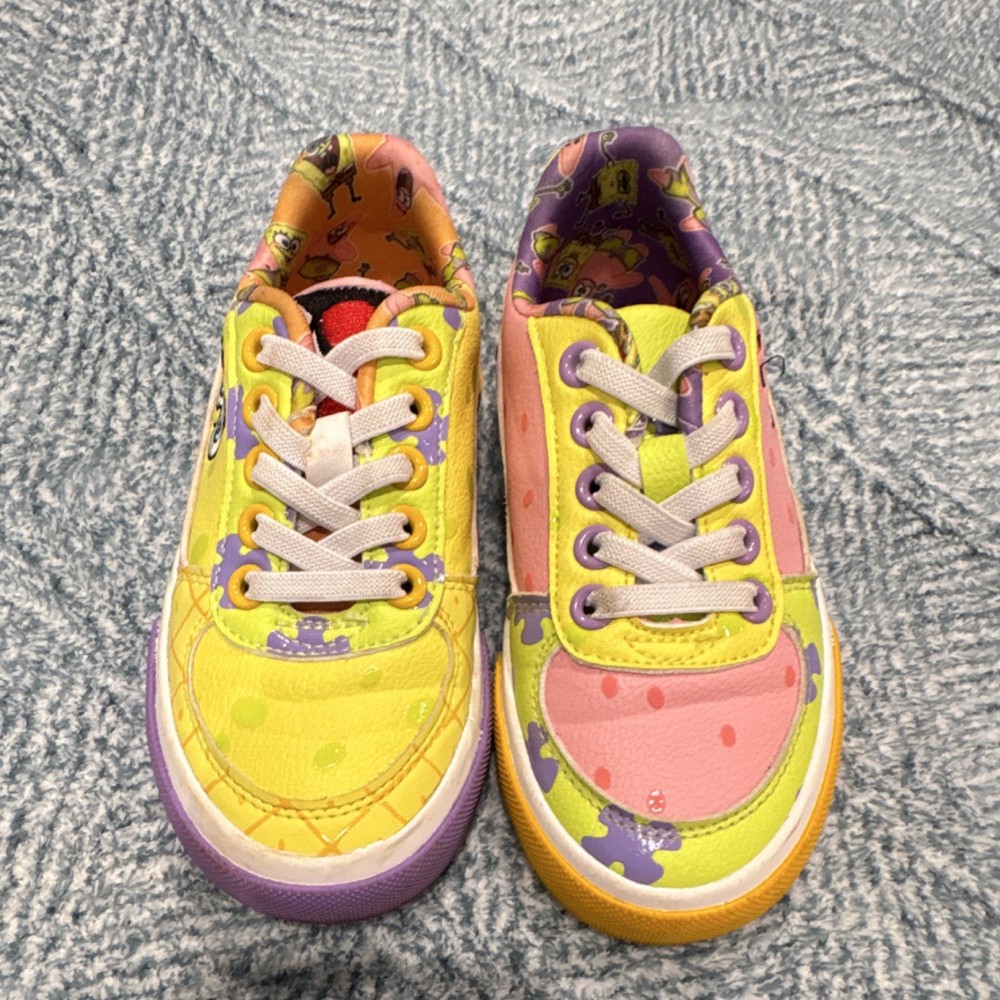 SpongeBob SquarePants Patrick Star Boys Sneakers Yellow Pink Cartoon Size 12