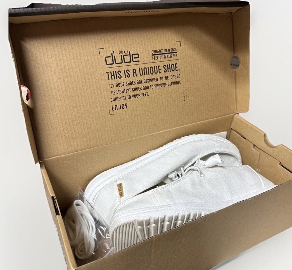 Hey Dude 2019 Wendy Chambray White Shoes Kids Sz L6-Y4 In Box Casual Sneakers