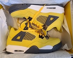 JORDAN RETRO IV 4 LIGHTNING TOUR YELLOW WHITE BLUE GREY 408452-700 SIZE 5.5Y