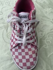 Vans Seldan Checkerboard Honeysuckle Pink Sneakers Misses Youth Size 5.5