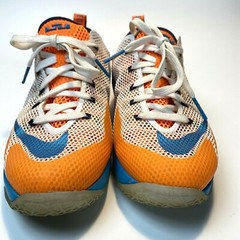 Nike LeBron XII 12 Low GS Orange White Blue Lagoon Women 8.5 7Y 744547-100