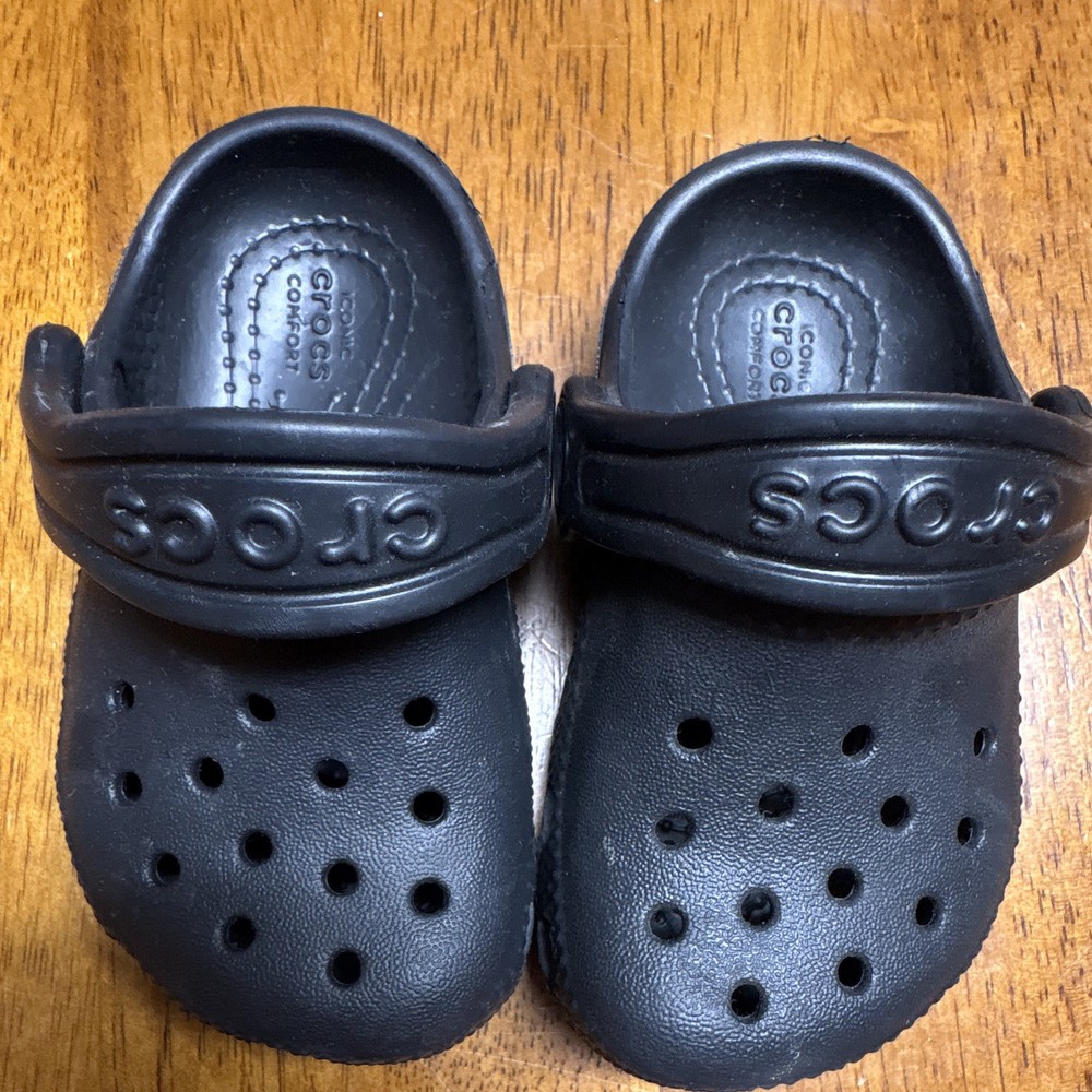 Crocs Classic Clog Infant US 4 Black Slip-On Rubber Comfort Casual Shoes