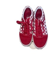 vans off the wall checkered sneakers kids size 3 Red And Cream