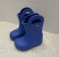Crocs Toddler Handle It Rain Boots Size C7 Blue Waterproof Reflective Heel