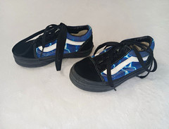 VANS Old Skool Unisex Kids Suede Low Top Lace-Up Sneakers Black/Blue/White Sz 11