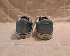 VANS Old Skool Kids Glitter Blue Low Top Lace-Up Sneakers US Size 7