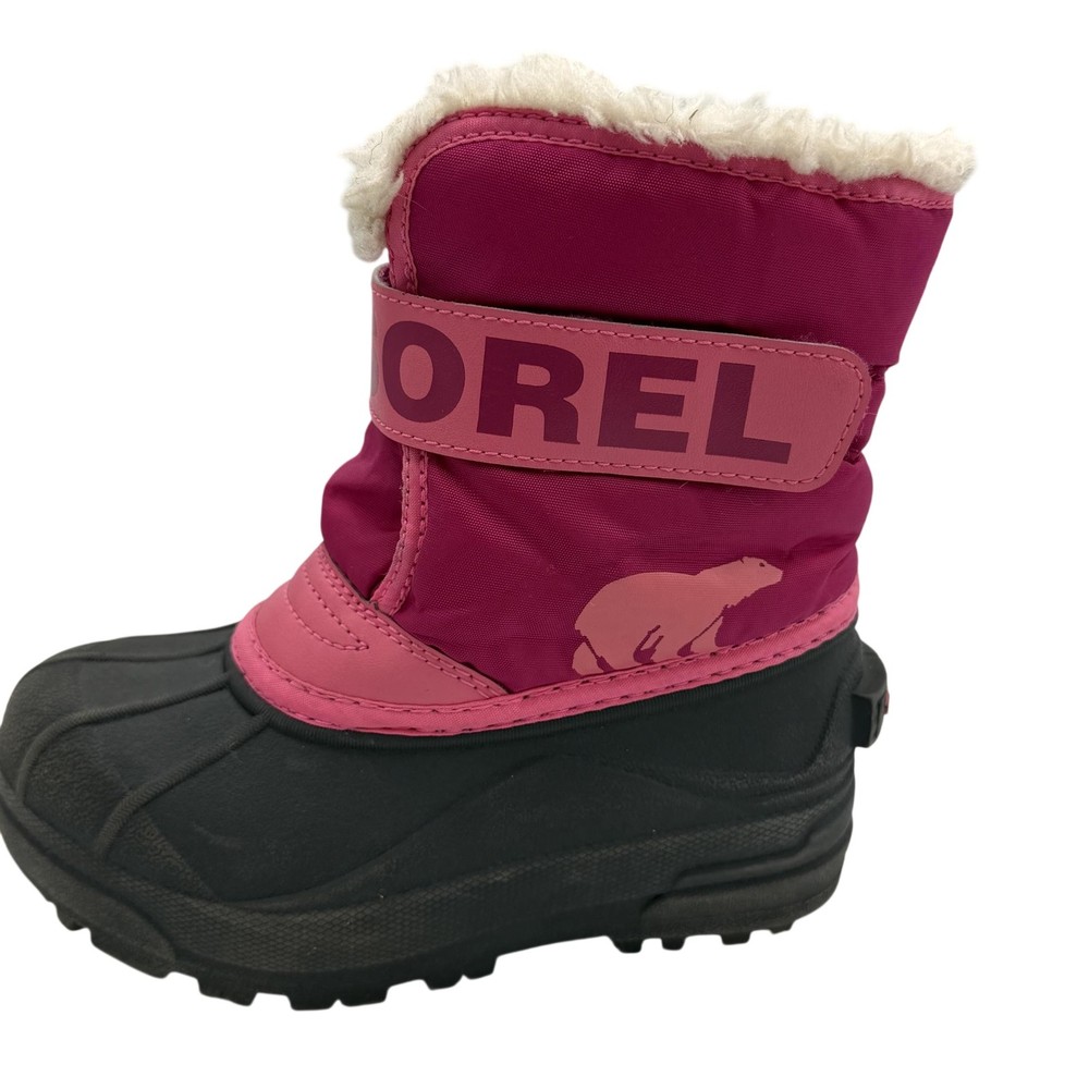 Sorel Snow Commander NC1960-652 Kid’s US 11 Boot Pink Black Faux Fur Snow Boot