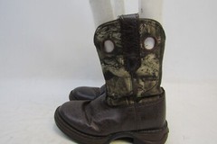 Durango Little Kids Youth Size 10 M Brown Leather Camo Buckaroo Cowboy Boots