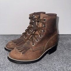 Justin Boots Kids Brown Leather Lace Up Kiltie Boots Size 10 D Comb Last 545C