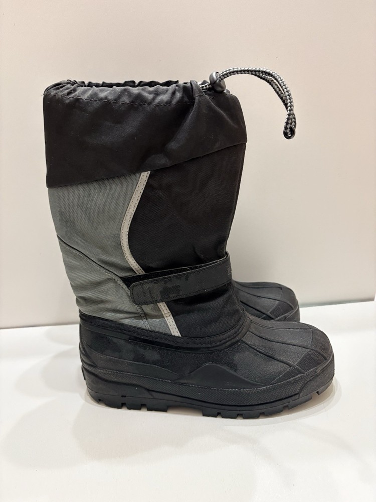 LL Bean Winter Snow Boots Kids Size 5 Northwoods Black Gray Felt Lined Unisex