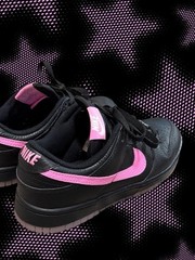 Nike Dunk Low Black/Pink Leather Low Top Sneakers US 5.5