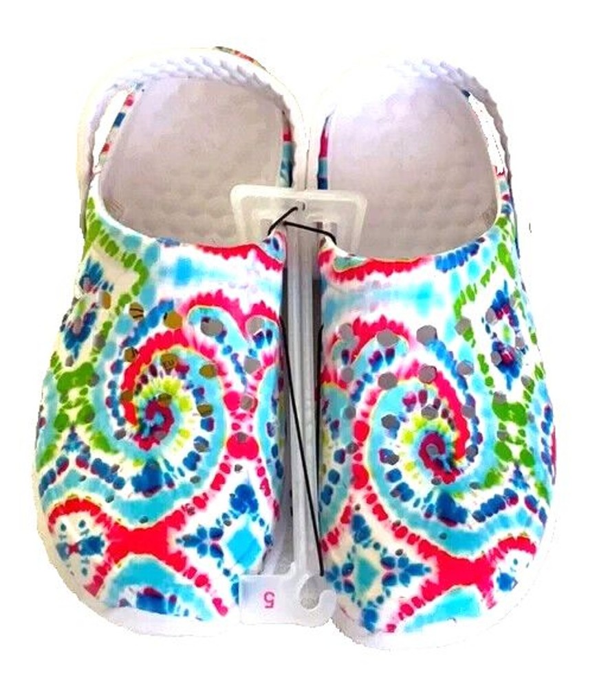 JOYBEES Kids Active Clog, Durable & Comfortable Sandal, WHITE TIE DYE (Sz-5) NEW
