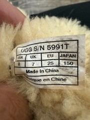 UGG Bailey Button Brown Suede Fur Trim Ankle Bootie Kids US 8 EU 25 5991T