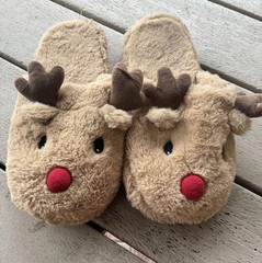 Holiday Reindeer Plush Slippers