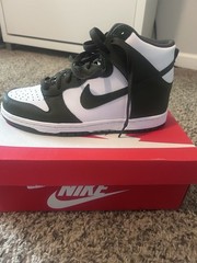Nike Dunk High (GS) White/Cargo Khaki Kids 6.5 Leather High Top DB2179-105