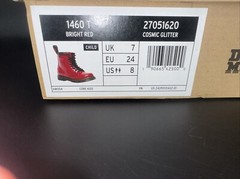 Dr. Martens 1460 T Toddler Boots Bright Red Cosmic Glitter Side Zip Size 8 US