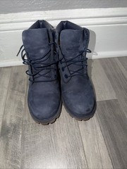 Timberland Navy Blue Youth 6” Premium Waterproof Boots Nubuck Youth US 5
