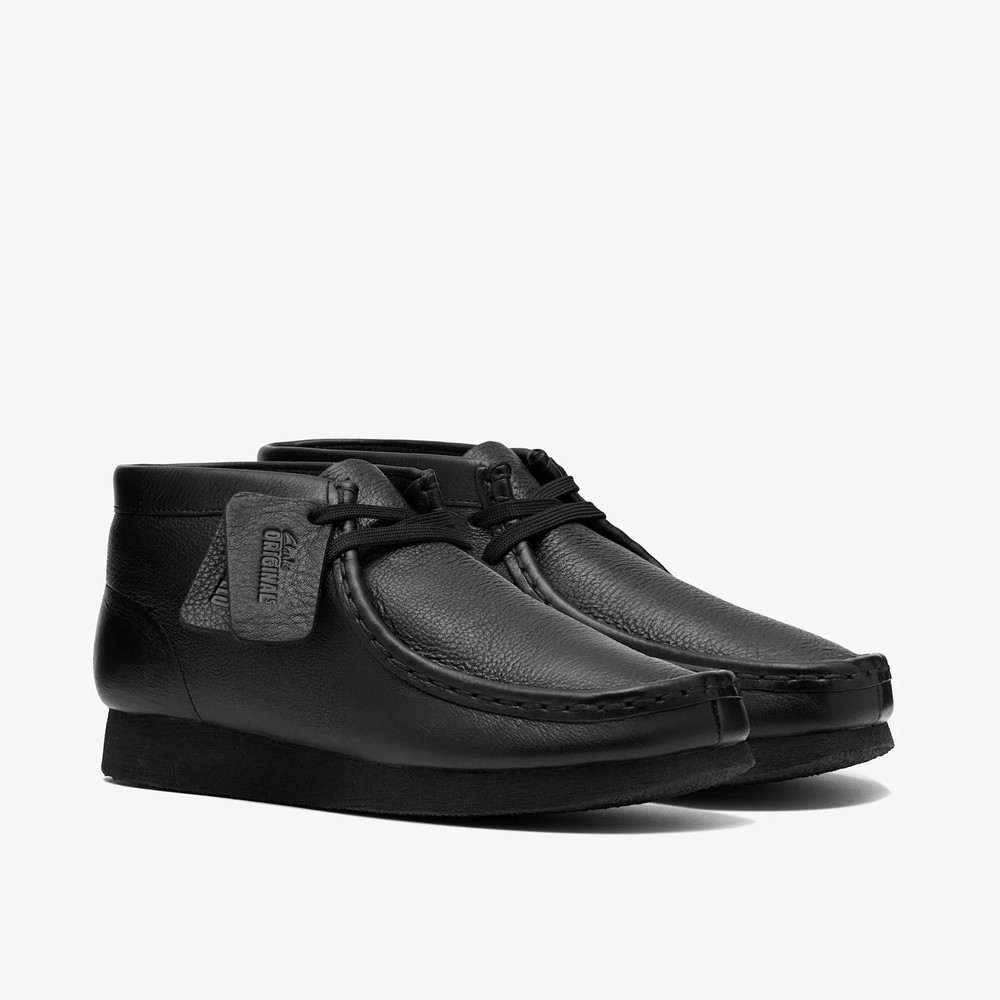 Clarks Youth Boys Wallabee Boot Black Leather