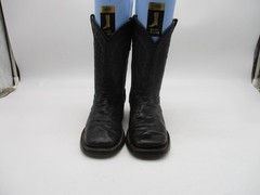 Rock’Em Black Leather Smooth Ostrich Print Western Boots Little Kids Size 13