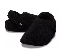Crocs Kids Classic Cozy Slippers Unisex Black Fuzzy Big Kid Size J6 NEW