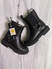 Art Class Crosby Black Harness Boots Kids Size 1 Side Zip Moto Biker Boot NWT