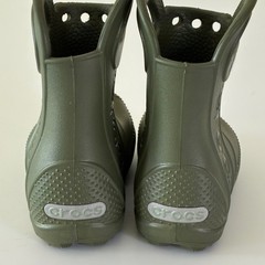 Crocs Kids Size C4 Handle It Rain Boots Army Green Waterproof Pull On 211056