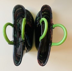 Zoogs Toddler Pull On Handle Rain Boots Dinosaur Print Green Black Size 11