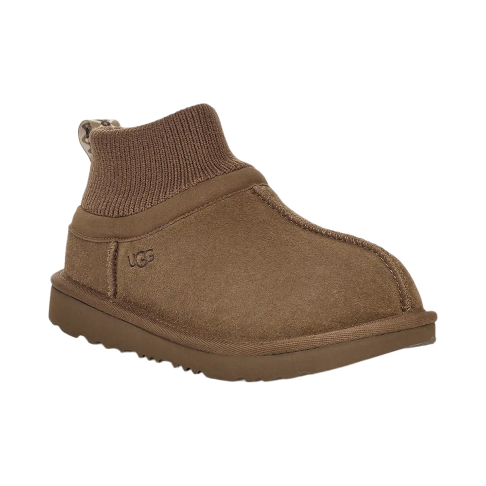 Big Kids UGG Classic Ultra Stretch Cuff – Hickory Suede, Size 4 US [1157702K]