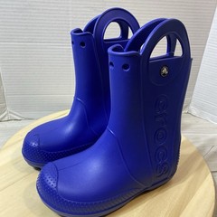 Crocs Blue Handle It Rain Boots Unisex Kids Size J 2 Waterproof Pull On New!