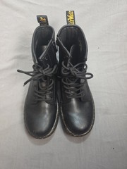 Doc Martens Zavala J Leather Combat Boots Black Kids Size 3 Youth Boot Dr.