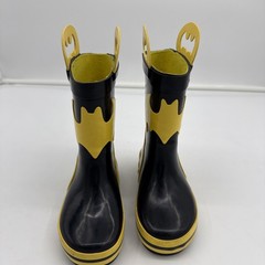 Batman Yellow & Black Rubber Pull On Rain Boots Toddler Size 7-8