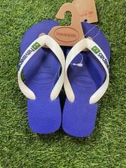 Havaianas Blue 3/4Y Unisex Flip flops Sandals Unisex AUTHENTIC NWT White Flag