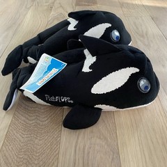FishFLOPS Orca Whale Slippers Black White Slippers Youth Kids Sz Medium 2/3 New