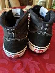 VANS Old Skool Mid High Top Youth Size 6 Black/White Galaxy Pattern.