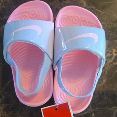 Nike Unisex Kids Pink Blue Slide Sandals Casual Summer Beach Flat
