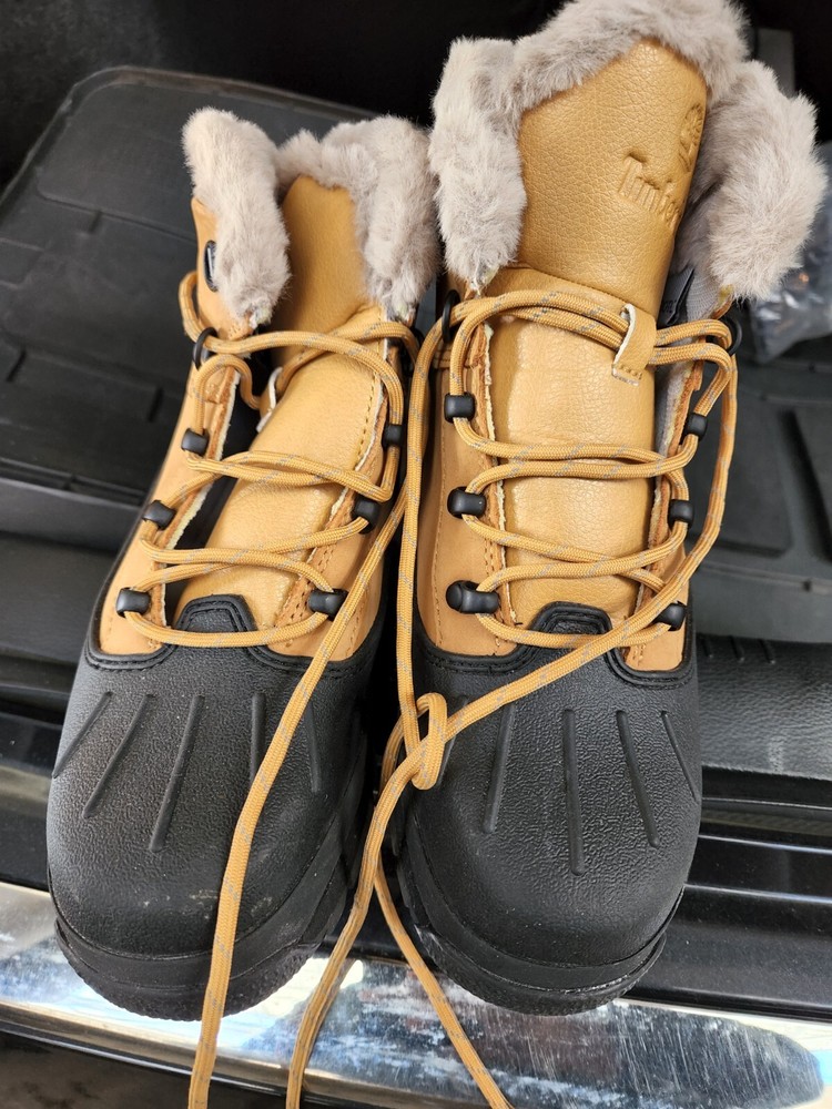 Timberland Euro Hiker Hiking Boots Youth Size 5M Tan and black Suede Leather